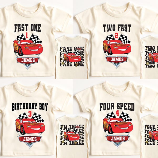 Lightning McQueen Birthday Shirt, Cars 2nd Birthday Shirt, 4th Birthday Boy Shirt, 3rd Bday Shirt, Fast One Birthday Shirt, Pit Crew Shirt