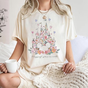 Mickey Castle Shirt, Happiest Place on Earth Shirt, Magic Kingdom Shirt, Magical World Shirt, Disney Castle Floral Shirt, Disney World Shirt