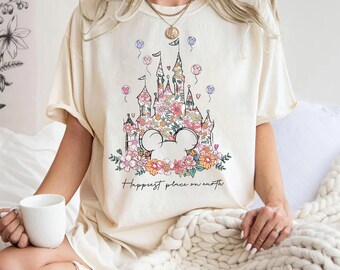 Mickey Castle Shirt, Happiest Place on Earth Shirt, Magic Kingdom Shirt, Magical World Shirt, Disney Castle Floral Shirt, Disney World Shirt
