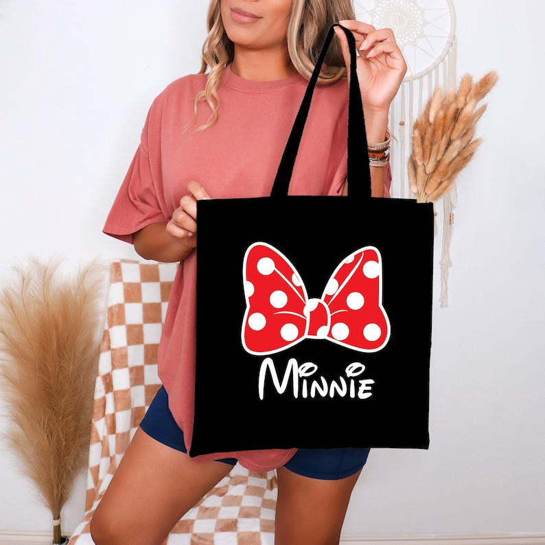 Personalized Minnie Tote Bag, Minnie Disney Girl Tote Bags, Disney Animal Kingdom,Disney Gift, Minnie Mouse Tote, Custom Disney Tote image 3