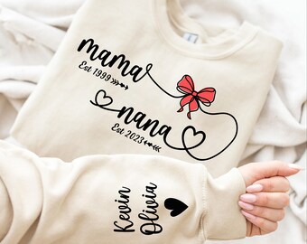 Grandma Tshirt with Grandkids Name, New Nana Gift Shirt, Personalized Mimi Sweatshirt, Grandma To Be Shirt, Mothers Day Gift Tee