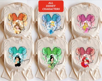 Disney Prinsessa T-shirt, Askungen T-shirt, Snövit T-shirt, Lilla Sjöjungfrun T-shirt, Rapunzel T-shirt, Aurora T-shirt, Vaiana T-shirt, Musse T-shirt med slott
