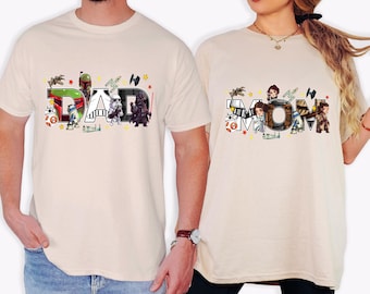 Star Wars Dad Mom Shirt, Disney Comfort Colors® Familienshirt, Disney Mama Dada Geschenk Shirts, Muttertags-T-Shirt, Star Wars Geburtstags-Shirt