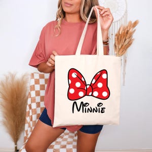Personalized Minnie Tote Bag, Minnie Disney Girl Tote Bags, Disney Animal Kingdom,Disney Gift, Minnie Mouse Tote, Custom Disney Tote image 2