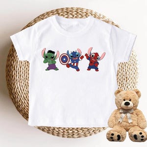 Stitch Superhero Shirt, Avengers T-Shirt, Disney Boy Shirt, Marvel Kids Shirt, The Hulk Shirt, Spiderman Shirt, Captain America Shirt, Stitch Dog Tee