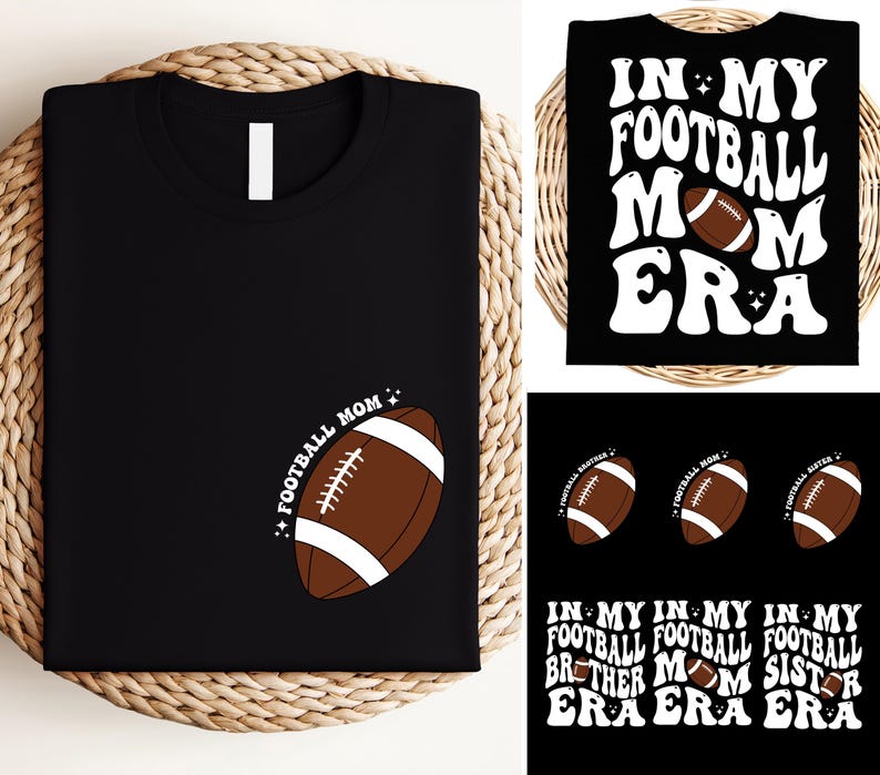 a black shirt with a football on it