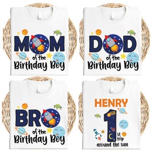 Astronaut Birthday Shirt, Space Themed Family Tee, Birthday Boy Shirt, 1st Birthday Party Shirt, One Birthday Tee, Spaceship Family Shirt