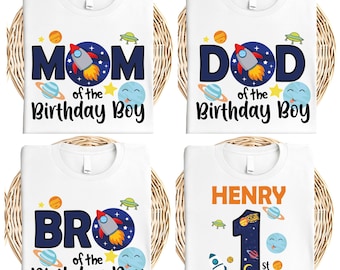 Astronaut Birthday Shirt, Space Themed Family Tee, Birthday Boy Shirt, 1st Birthday Party Shirt, One Birthday Tee, Spaceship Family Shirt