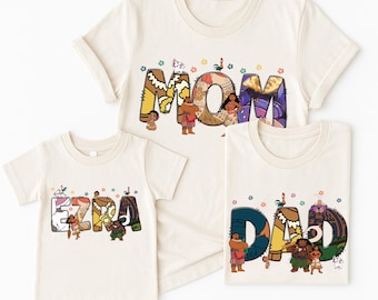 Moana Custom Birthday T-Shirt,  Family Shirt, Princess Moana Gift, Mom Dad  Tee