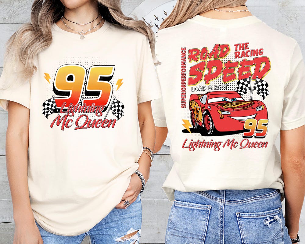 Snorider Design Lightning Mcqueen Shirt, Disney Cars Sweatshirt, Cars Movie T-Shirt, Disneyland Car Racing Tee, Pixar Cars Trip Shirt