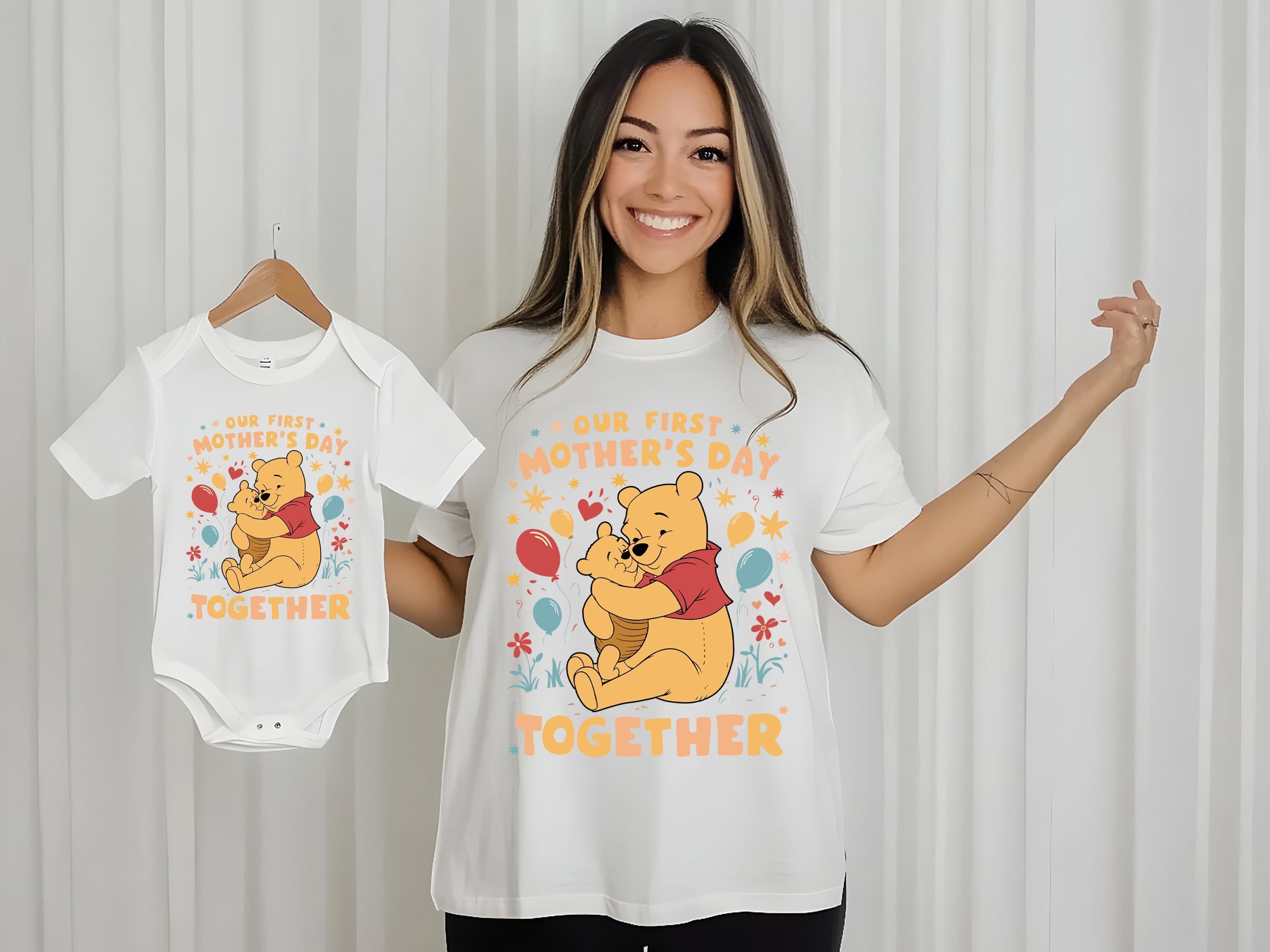 1st Mother's Day Shirt, Pooh Bear Mom T-shirt, Bear Mama and Baby