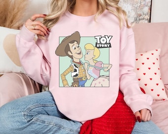 Maglietta dello sceriffo Woody e Bo Peep, felpa con giocattoli, maglietta di coppia, maglietta per fidanzata, maglietta per amanti del mondo, maglietta per la luna di miele