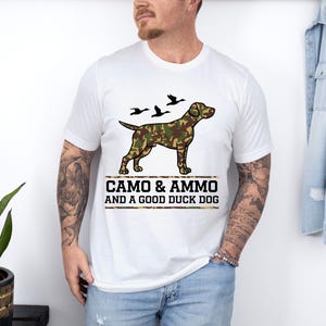 Hunting Sweatshirt, Camouflage Hunting Dog Shirt, Duck Hunter TShirt, Hunting Season Tee, Camo Hunting Sweater