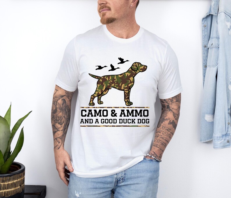 Hunting Sweatshirt, Camouflage Hunting Dog Shirt, Duck Hunter TShirt, Hunting Season Tee, Camo Hunting Sweater