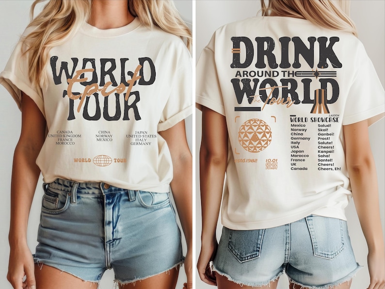 Disney Epcot World Tour Shirt, Disneyland Tee, Drink Around The World Shirt, World Traveler Food and Wine Festival Shirt, Drinking Squad Tee