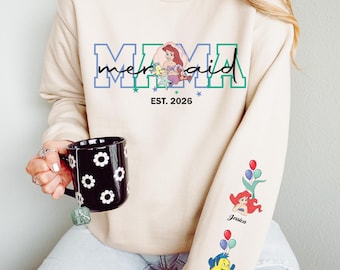 Mermaid Mama Sweatshirt, Custom Disney Mom Shirt, Personalized Nana Sweater, Grandma T-Shirt, Princess Mom Shirt, Ariel Mama T-Shirt