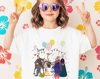 Maglietta di compleanno di Elsa, maglietta di compleanno da principessa, maglietta di compleanno personalizzata di Elsa, maglietta regalo di compleanno di Frozen, maglietta di compleanno personalizzata di Elsa