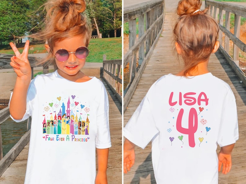 Disney Birthday Princess Shirt, Four Ever A Princess Tee, Disney 4th Birthday Girl Tee, Custom Princess Birthday Girl, Girls Fourth Birthday