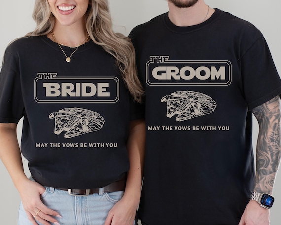 Star Wars Bride Groom Shirt, Galaxy's Edge Wedding Gift, Disneyland  Honeymoon T-Shirt, Just Married Tees, Star Wars Wifey Hubby Tee