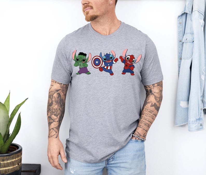 Stitch Superhero Shirt, Avengers T-Shirt, Disney Boy Shirt, Marvel Kids Shirt, The Hulk Shirt, Spiderman Shirt, Captain America Shirt, Stitch Dog Tee