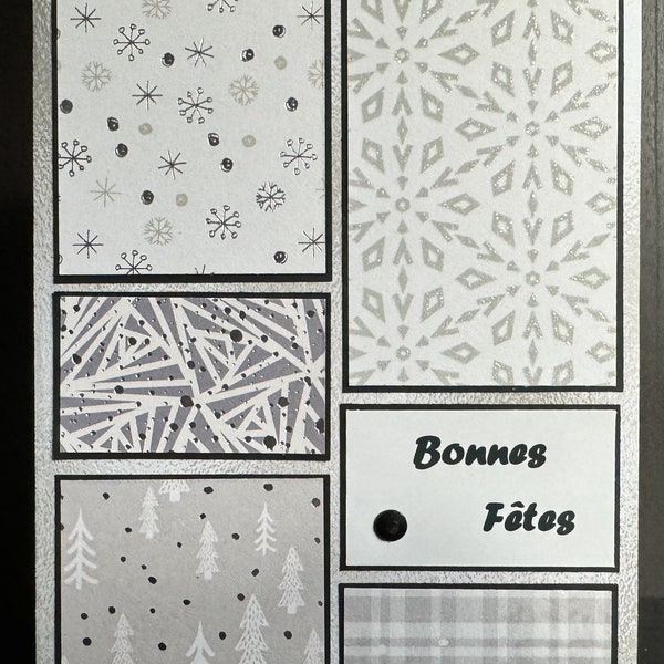 Lot de 5 cartes de voeux au choix (Noël, Nouvel-an), scrapbooking, cadeau, fait main