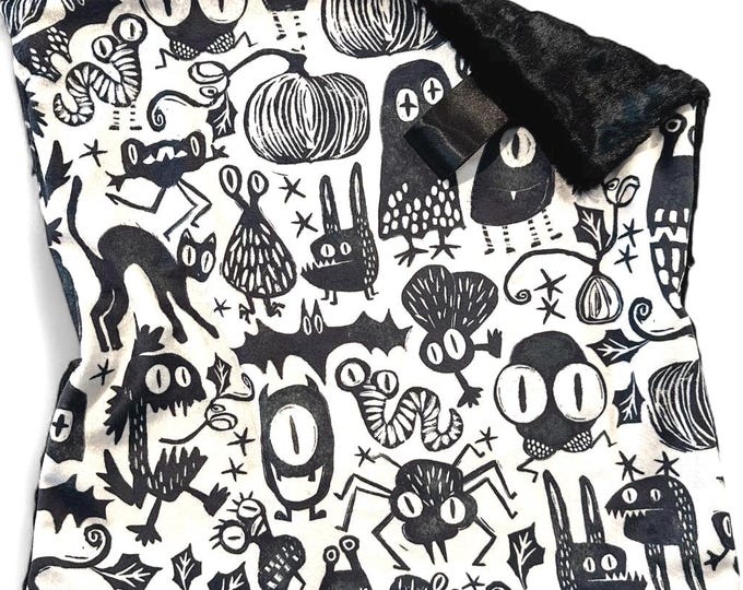 Gothic Monsters Lovey Blanket: Minky & Faux Fur Baby Blanket