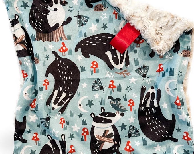 Woodland Badger Plush Lovey: Northwoods Security Blanket