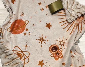 Astronaut Lovey Blanket: Minky Outer Space Nursery Decor