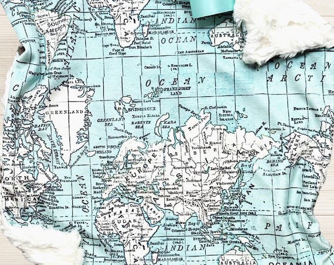 World Map Baby Lovey: Soft Minky Cuddle Fur Security Blanket