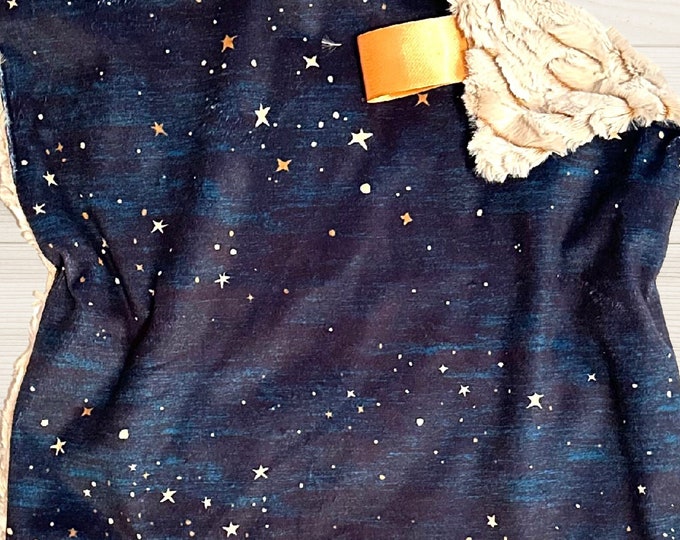 Starry Night Sky Lovey | Stars and Constellations Minky Cuddle Lovey | Lovey for Babies | Security Blanket | Baby Gift.