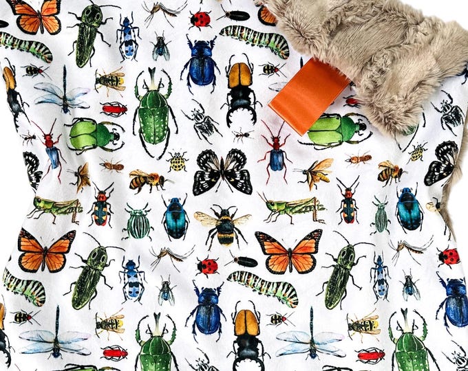 Bug Print Baby Lovey & Pacifier Clip Set | Woodland Baby Gift | Neutral Baby Comforter | Nature Inspired Baby Shower Gift | Handmade Lovey