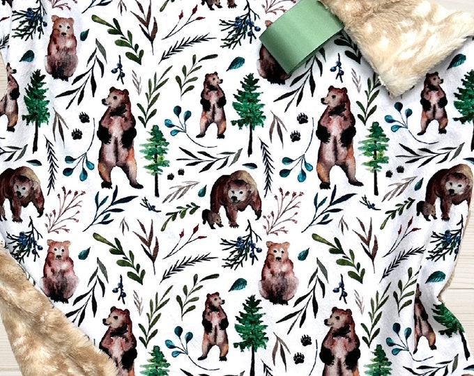 Forest Bear Lovey Blanket: Woodland Nursery Security Blanket