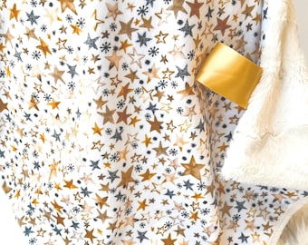 Star Minky Lovey Blanket: Baby Security Blanket, Soft Faux Fur