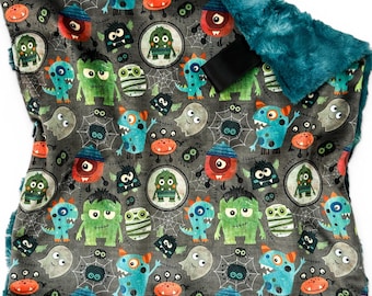 Doudou monstres ou couverture pour bébé : Minky et fausse fourrure
