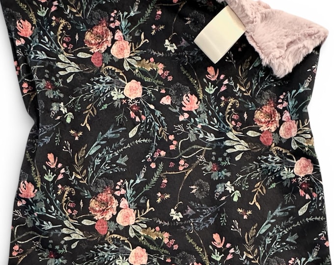 Night Forest Magic Lovey Blanket | Witchy Forest Print Baby Blanket on Minky and Faux Fur | Woodland Nursery Decor | Soft Gift for Baby