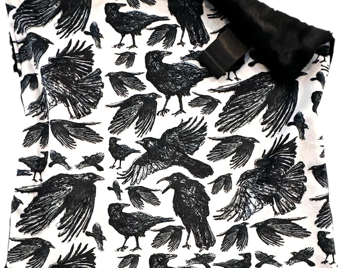 Night Forest Magic Lovey Blanket | Witchy Forest Print Baby Blanket on Minky and Faux Fur | Woodland Nursery Decor | Soft Gift for Baby