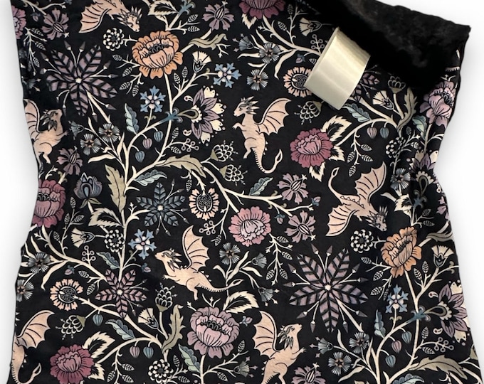 Night Forest Magic Lovey Blanket | Witchy Forest Print Baby Blanket on Minky and Faux Fur | Woodland Nursery Decor | Soft Gift for Baby