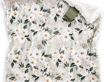 Couverture Lovey Floral Woodland | Couverture de sécurité marguerite |  Cadeau de naissance pour fille | Lovey fait main pour bébé | Pépinière des bois