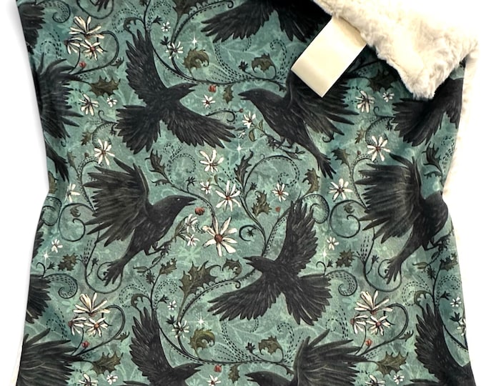 Night Forest Magic Lovey Blanket | Witchy Forest Print Baby Blanket on Minky and Faux Fur | Woodland Nursery Decor | Soft Gift for Baby