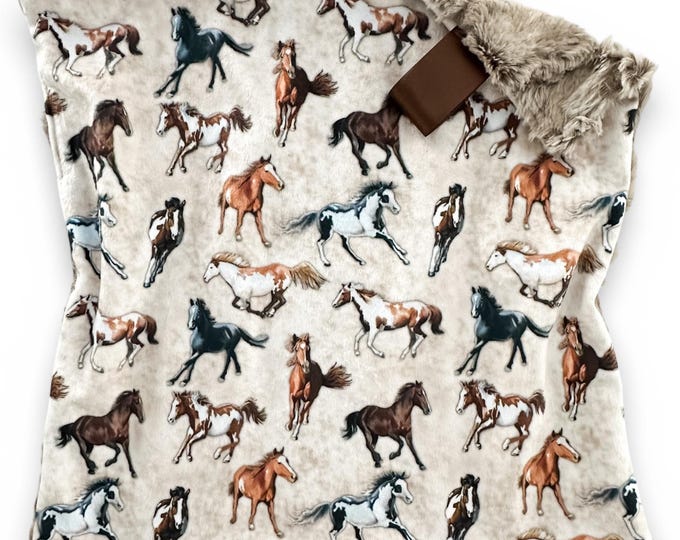 Horse Baby Blanket: Handmade Minky and Faux Fur Baby Lovey Blanket