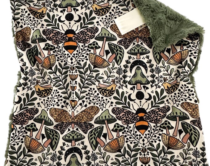 Botanical Bees Minky Lovey: Woodland Baby Security Blanket