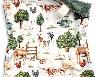 Couverture Lovey animaux de la ferme : décoration de chambre de ferme