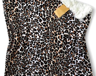 Couverture léopard Minky Lovey, cadeau pour bébé fille, décoration de chambre léopard