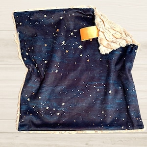 Starry Night Sky Lovey | Stars and Constellations Minky Cuddle Lovey | Lovey for Babies | Security Blanket | Baby Gift.