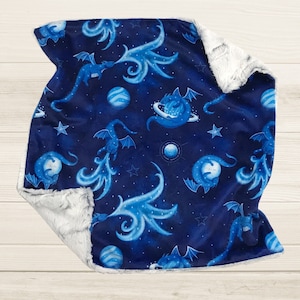 Dragon Minky Lovey Blanket | Blue Dragon Baby Blanket | Celestial Dragon | Lovey for Babies | Dragon Nursery | Baby Gift