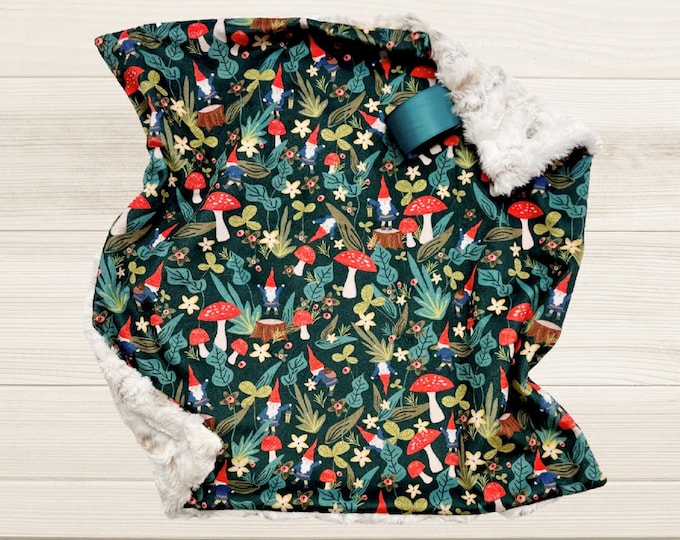 Gnome Lovey | Woodland Mushroom Lovey | Minky Security Blanket | Woodland Nursery Decor | Baby Gift