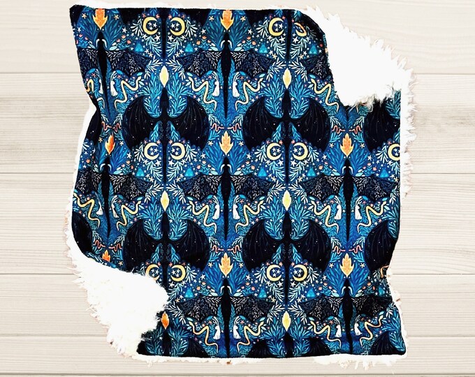 Dragon Lovey | Maximalist Folk Dragon Cuddle Lovey Blanket | Minky Lovey | Dragon Nursery Decor | Baby Gift