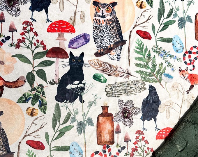 Witchy Forest Minky Lovey Blanket: Woodland Nursery Decor, Magical