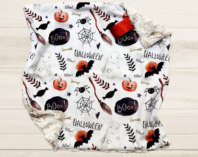 Halloween Lovey | Minky Cuddle Lovey Blanket | Pumpkin Bat Ghost | Security Blanket | Lovey for Babies | Halloween Baby