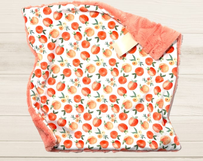 Peach Minky Lovey Blanket: Baby Girl Gift